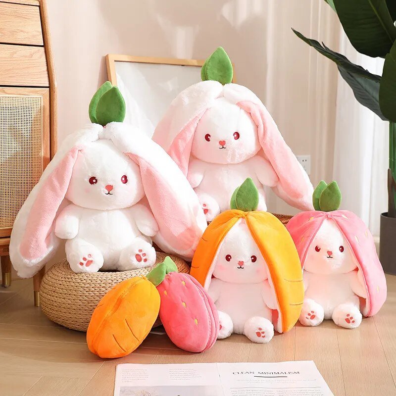 Reversible Rabbit Stuffed Animal in a Strawberry or Carrot, 7-14" | 18-35   cm